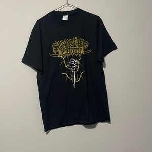 SCORCHED EARTH TEE BACK SAYS A SPECIES DESTROYER OF FAUNA AND FLORA BRAND NEW